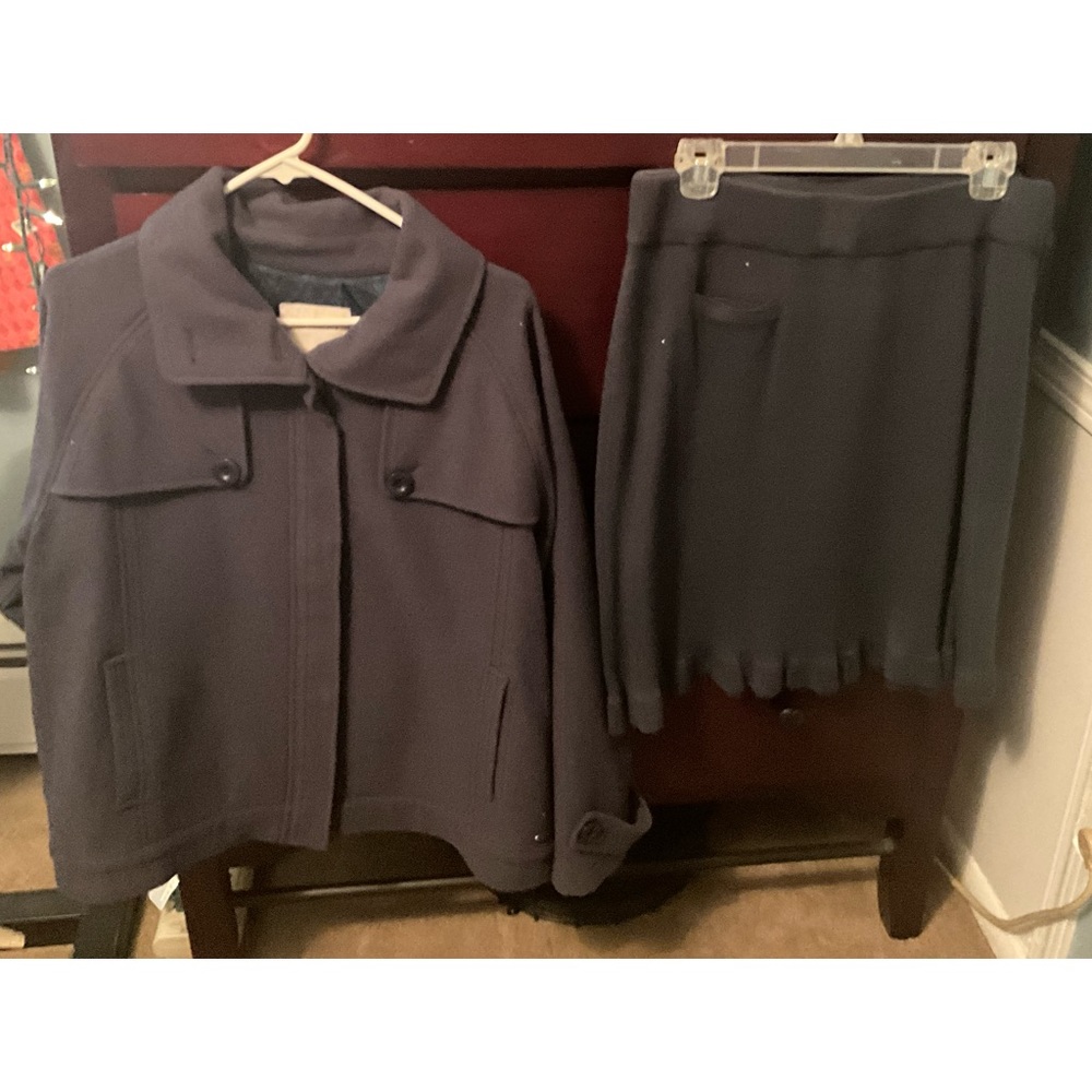 Carver Wool Coat and Skirt Navy Blue